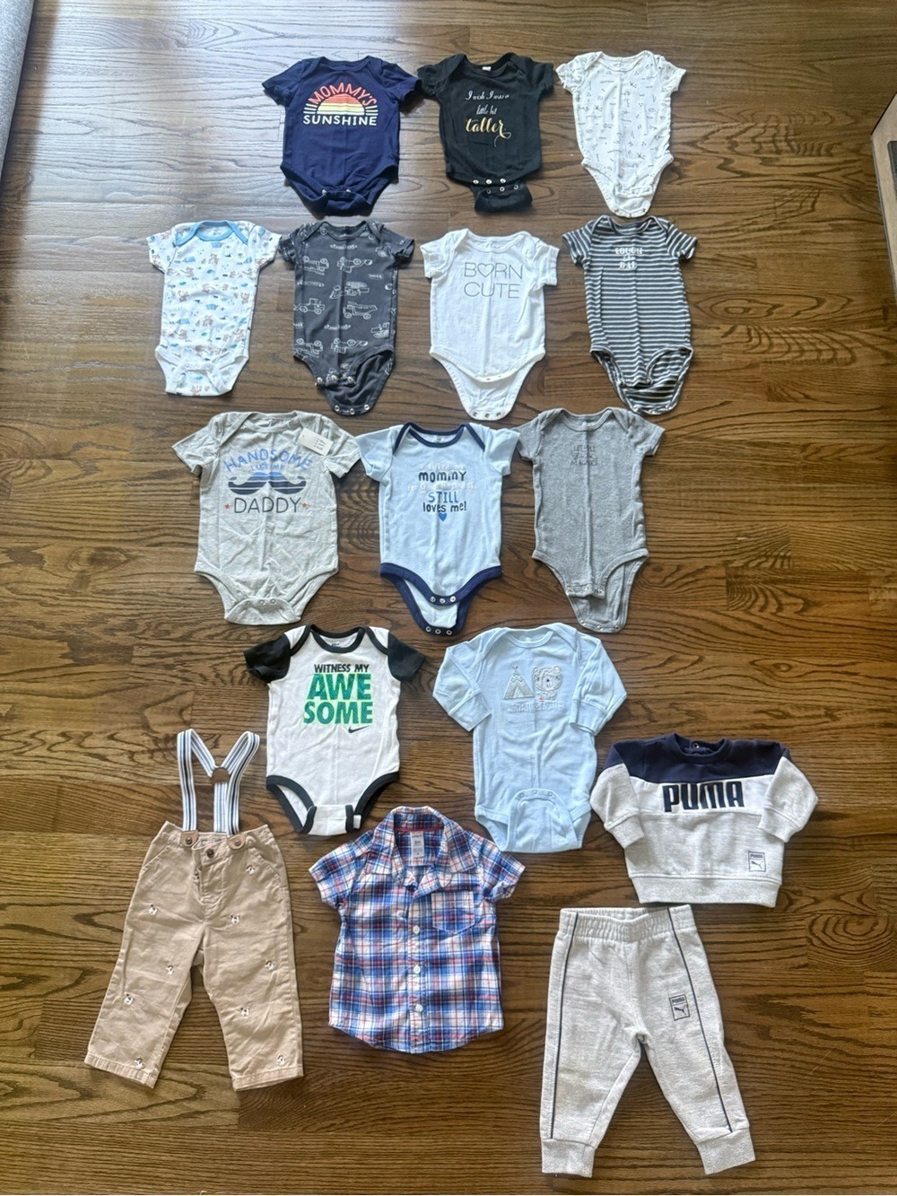 Jane & Jack / Nike/ Carter’s Baby Boy Onesies Overalls Plaid Shirt Sz 6-9 Months